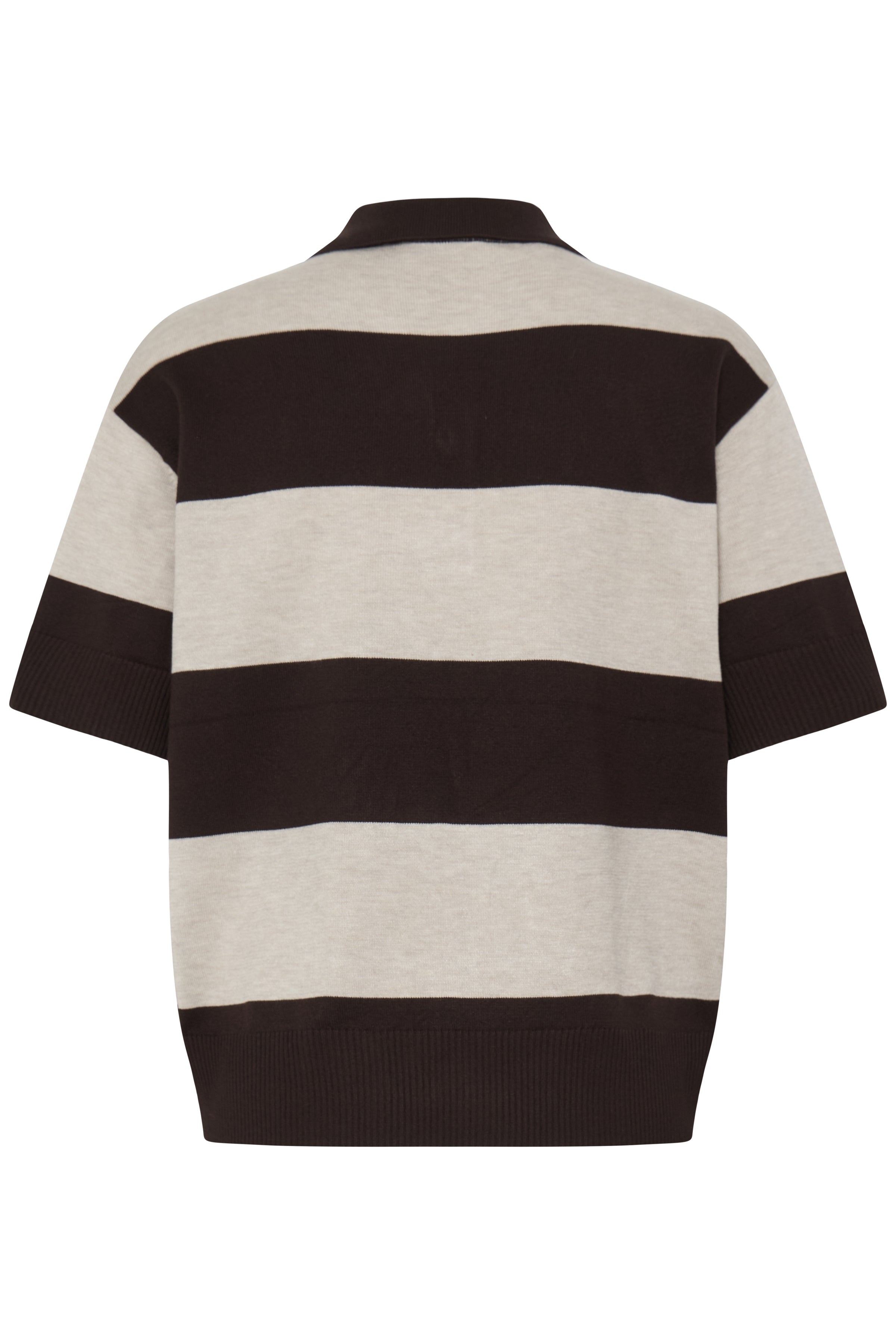 Ichi Striped Brown Loose Polo