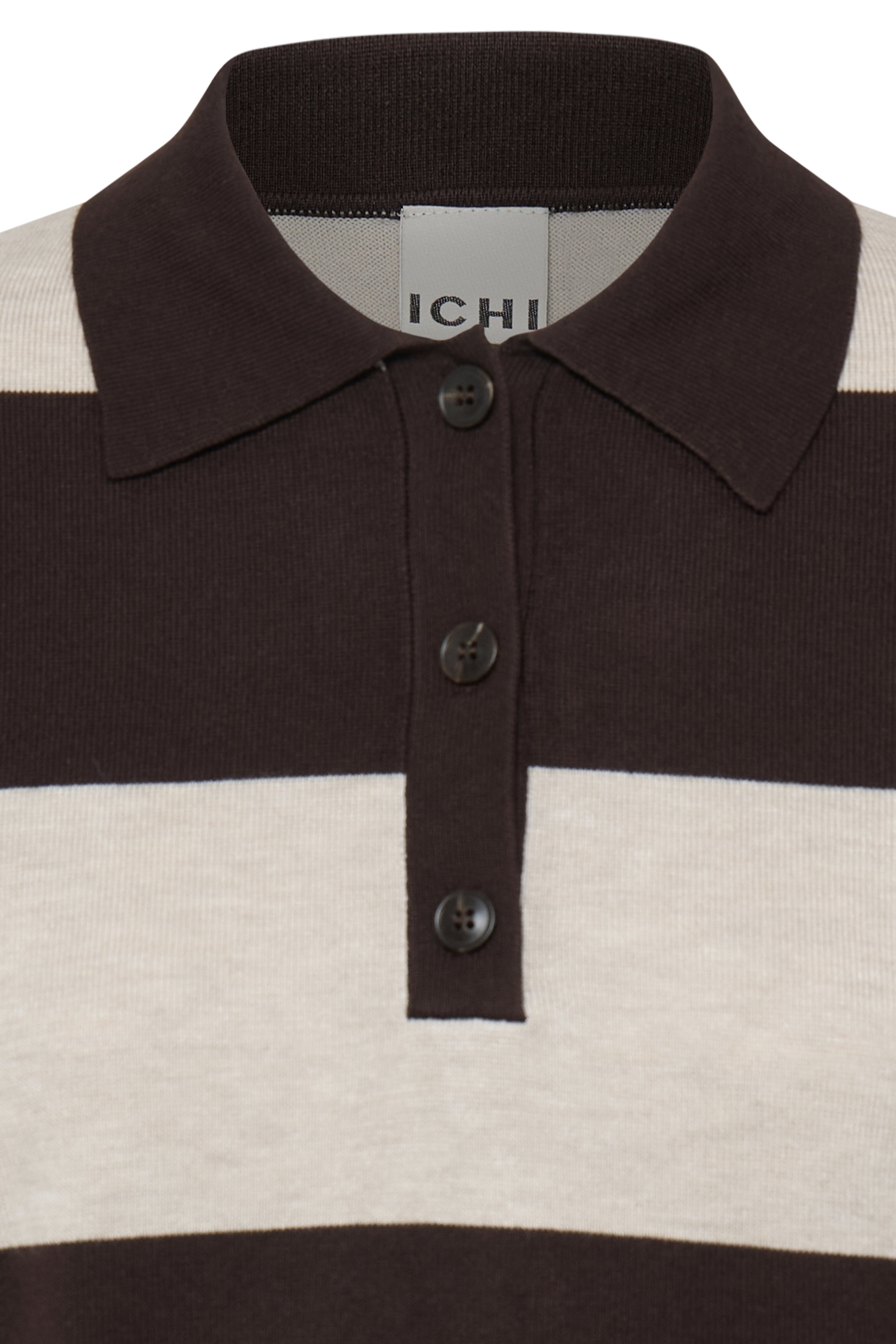 Ichi Striped Brown Loose Polo