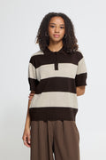 Ichi Striped Brown Loose Polo
