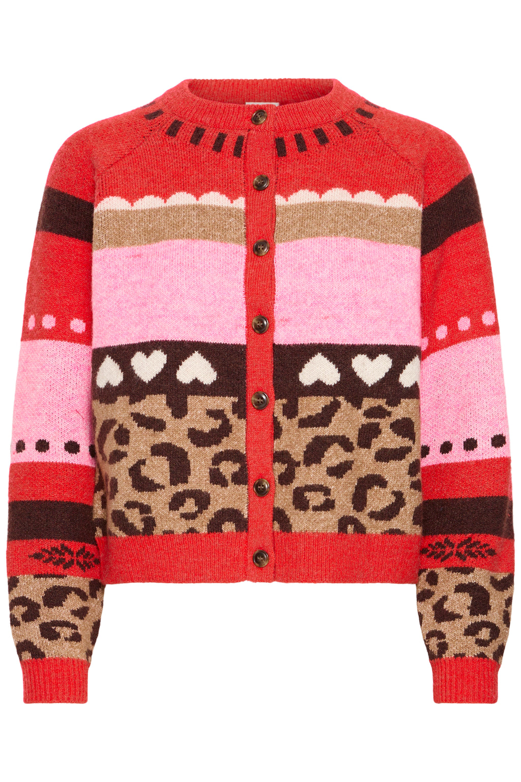 Ichi Livoni Red Multi Cardigan