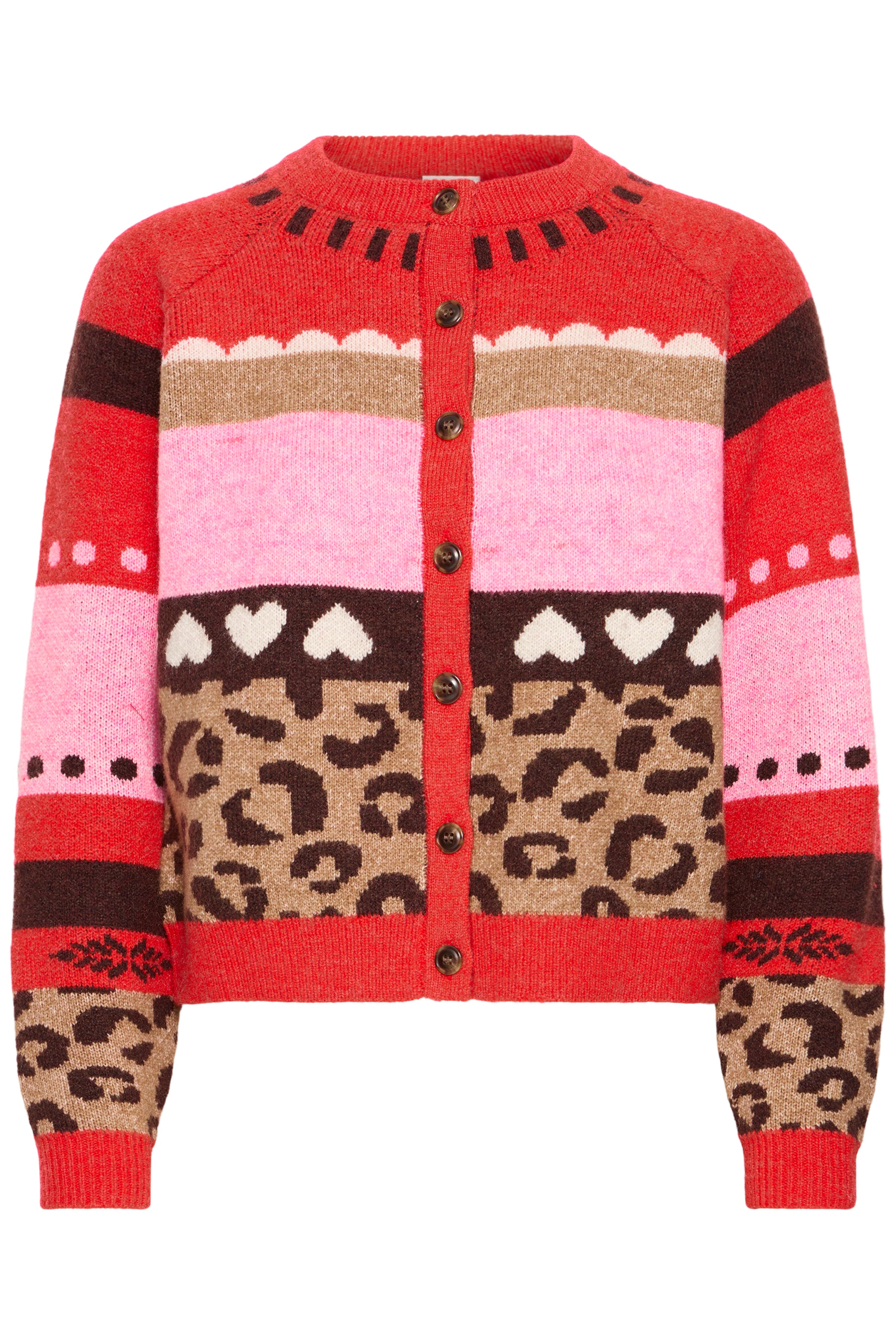 Ichi Livoni Red Multi Cardigan
