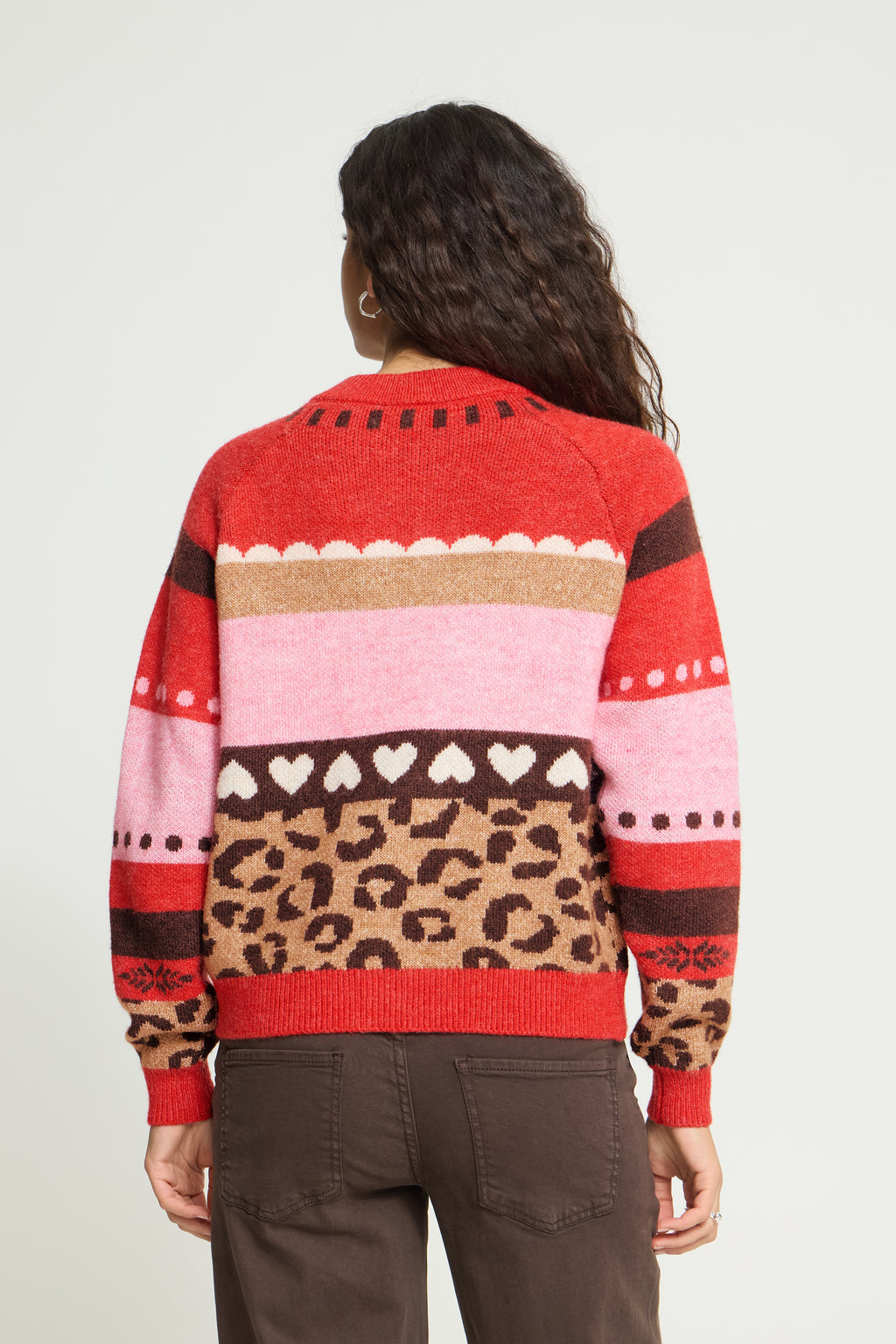Ichi Livoni Red Multi Cardigan