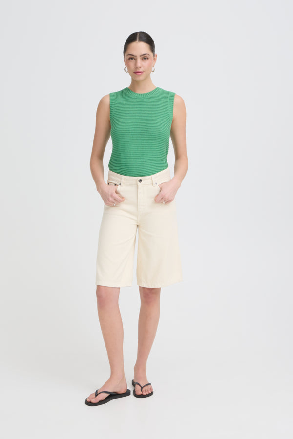 ICHI Cream Denim Kirsten Bermuda Shorts