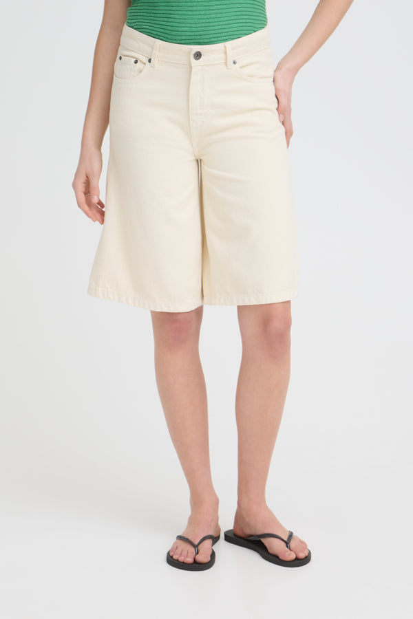 ICHI Cream Denim Kirsten Bermuda Shorts