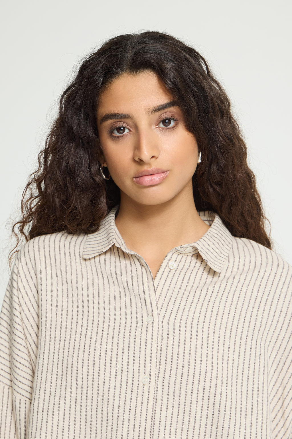 Chemise Tamanna Beige Rayé Brun ICHI