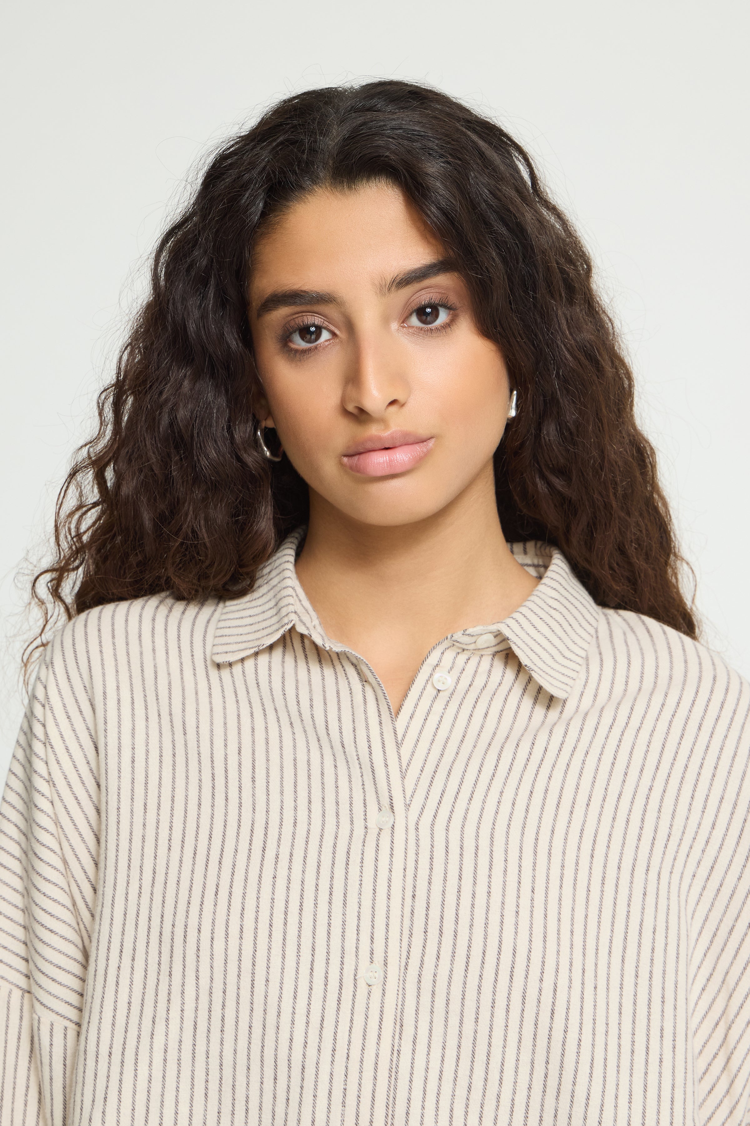 Chemise Tamanna Beige Rayé Brun ICHI