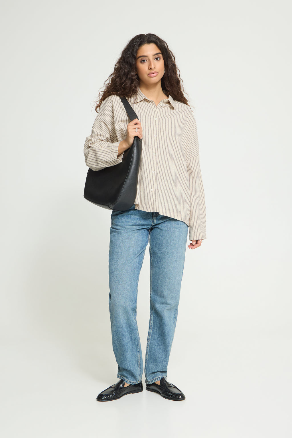 Chemise Tamanna Beige Rayé Brun ICHI
