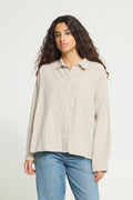 Chemise Tamanna Beige Rayé Brun ICHI