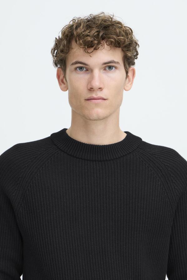 Pull Kristian Raglan Rib Noir Casual Friday