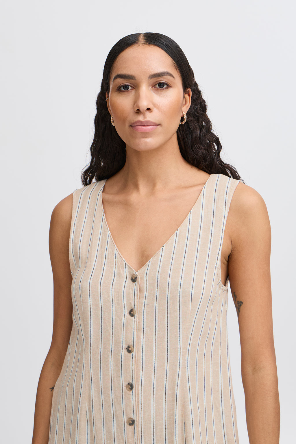 Robe Falakka Longue Beige Rayé B.Young