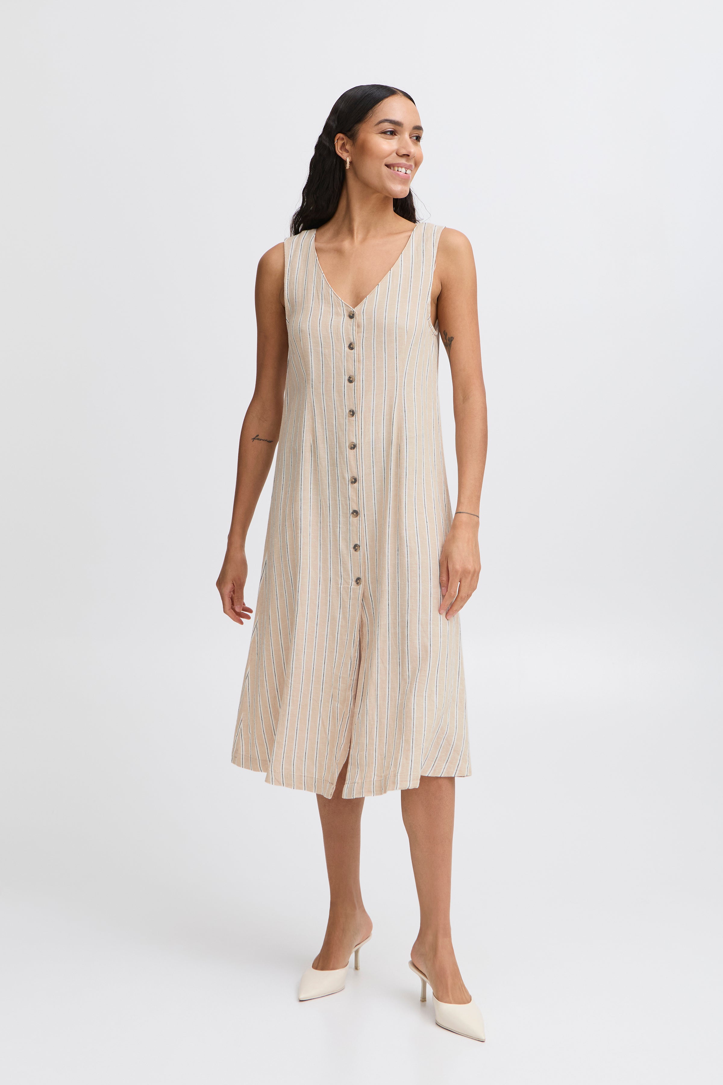 Robe Falakka Longue Beige Rayé B.Young