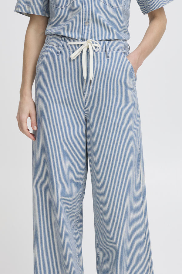 Pantalon Laro Rayé Bleu et Blanc B.Young