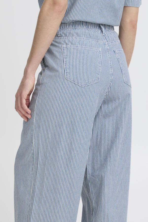 Pantalon Laro Rayé Bleu et Blanc B.Young