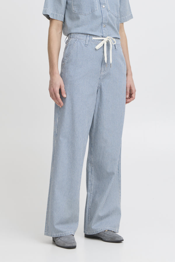 Pantalon Laro Rayé Bleu et Blanc B.Young