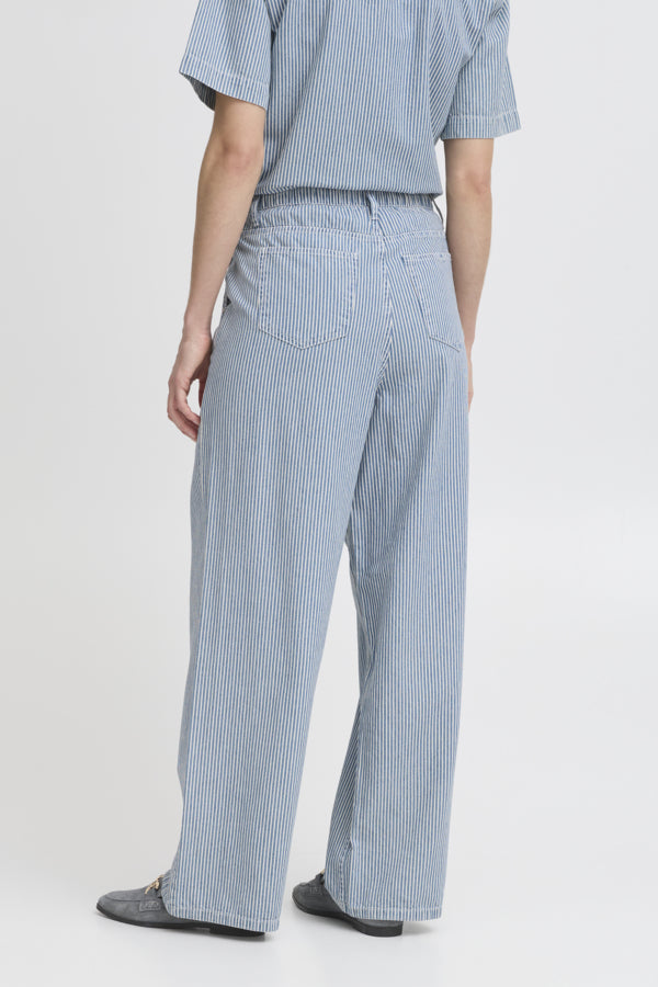Pantalon Laro Rayé Bleu et Blanc B.Young