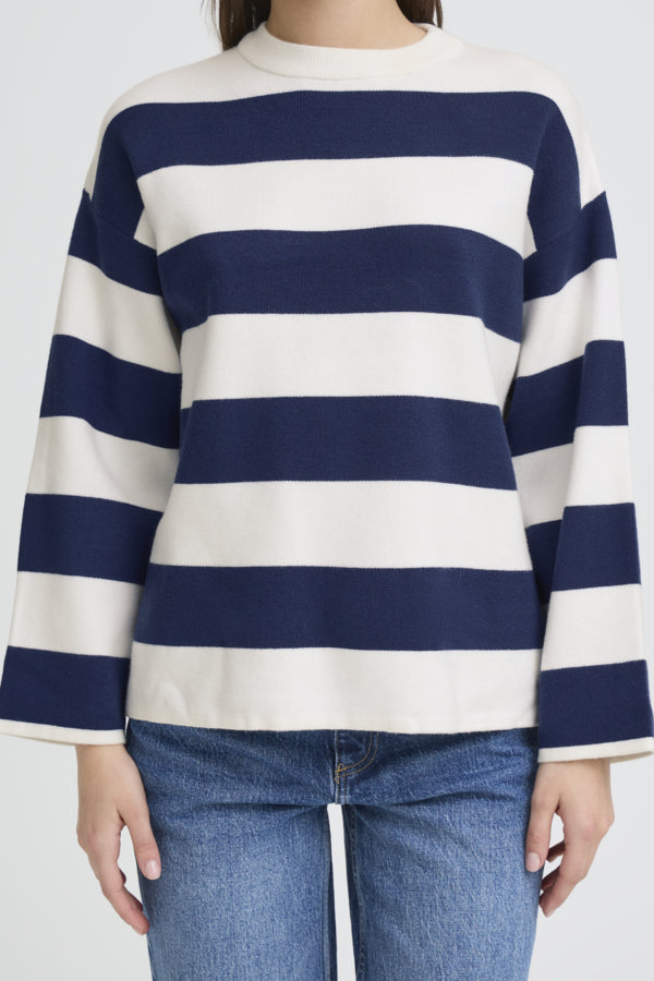 B.Young White & Blue Striped Otari Top