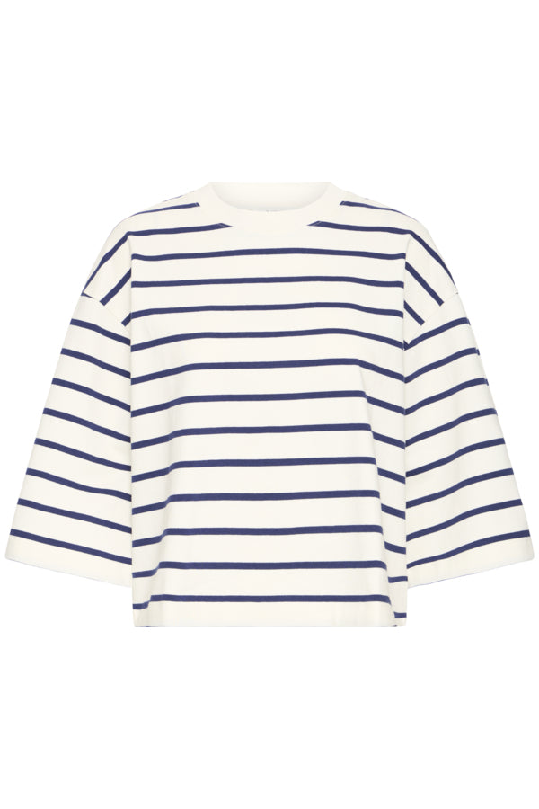 Haut Saima 3/4 Blanc & Bleu B.Young