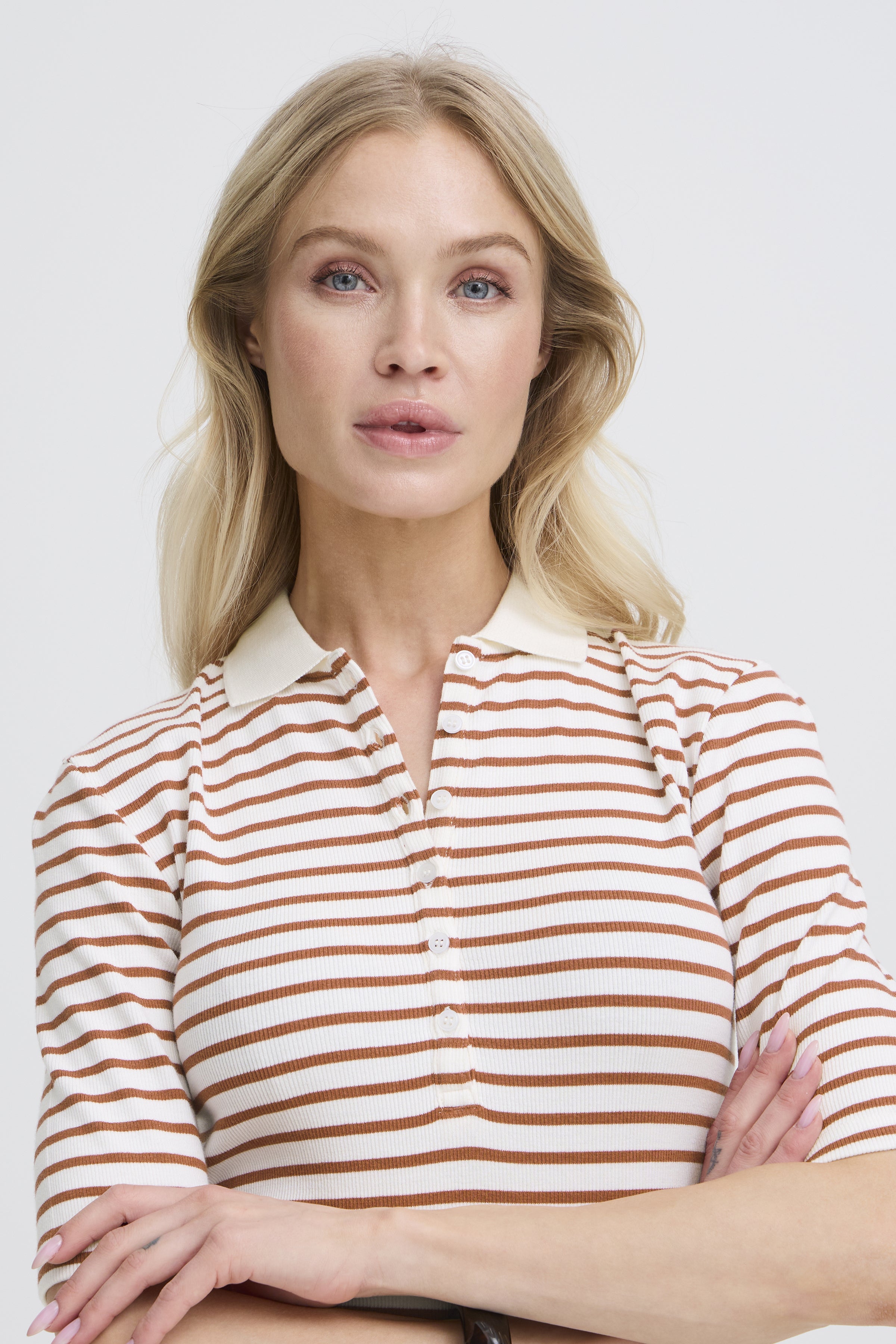 B.Young White/Red Polo Top Sanana