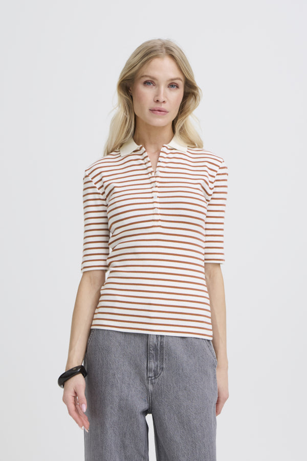 B.Young White/Red Polo Top Sanana