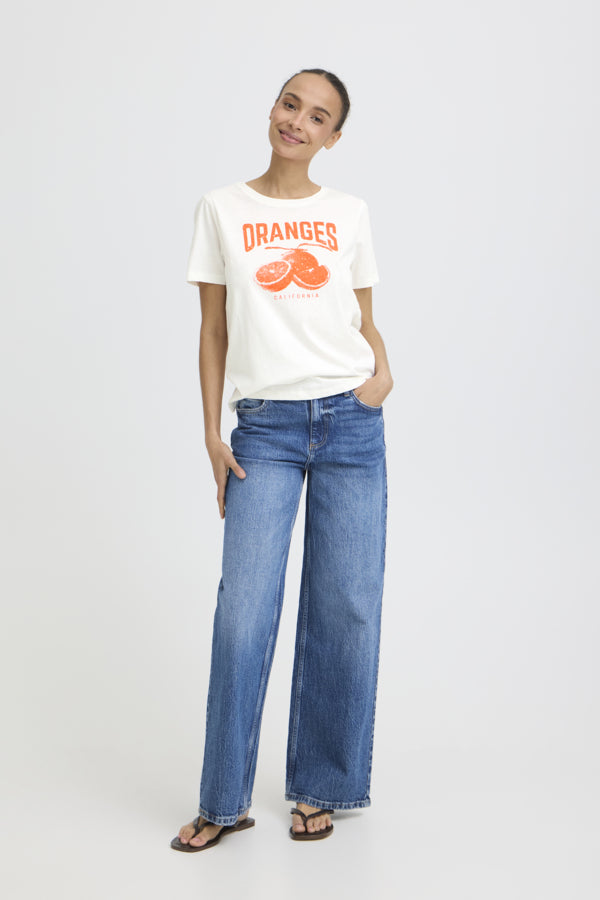B.Young White Sobbe Print T-Shirt