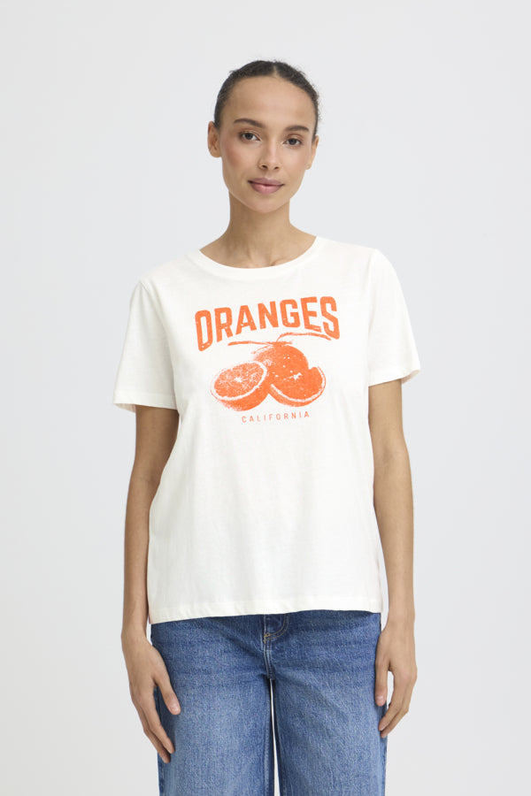 B.Young White Sobbe Print T-Shirt