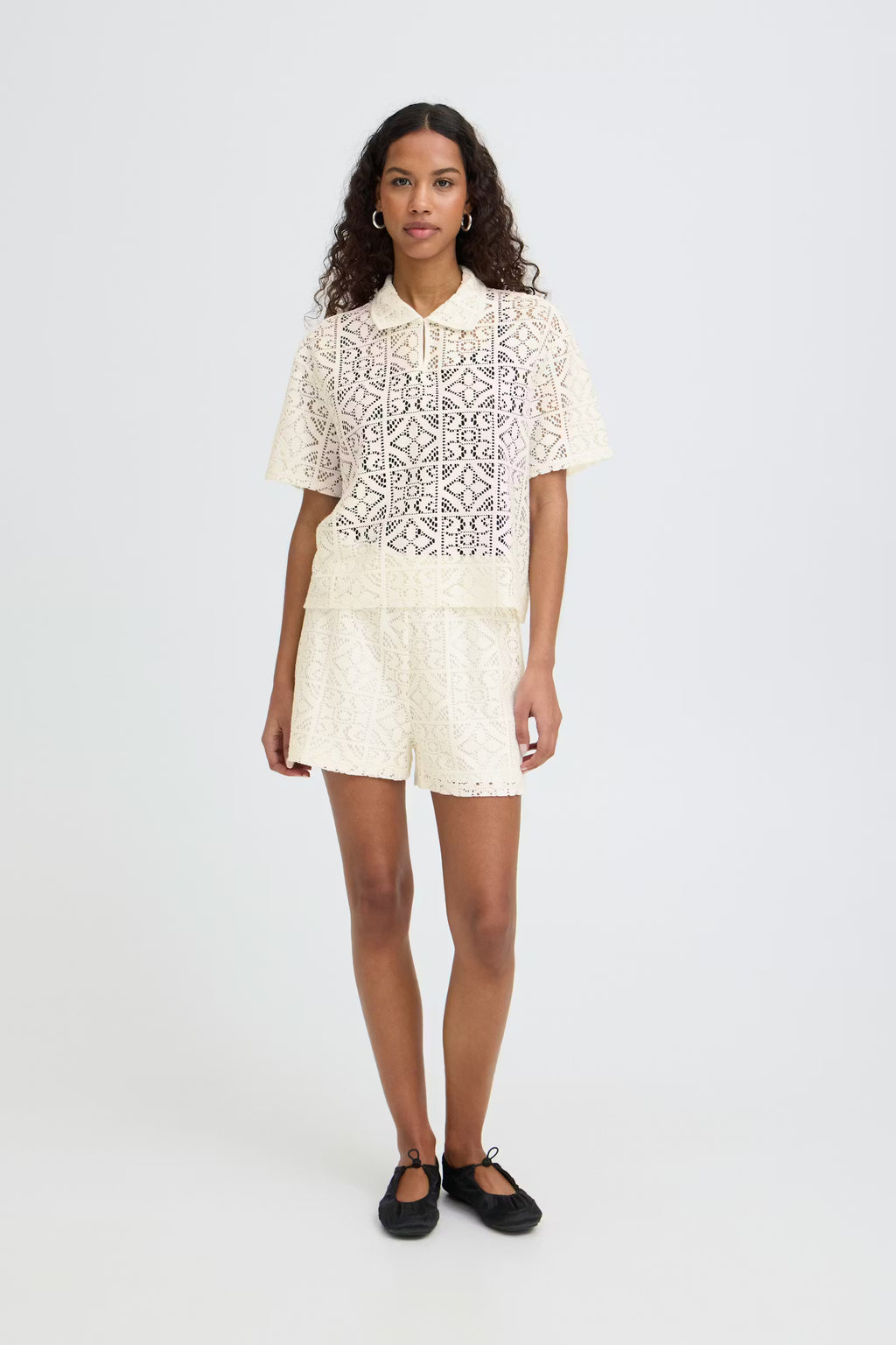 Ichi Naima White Ecru Top