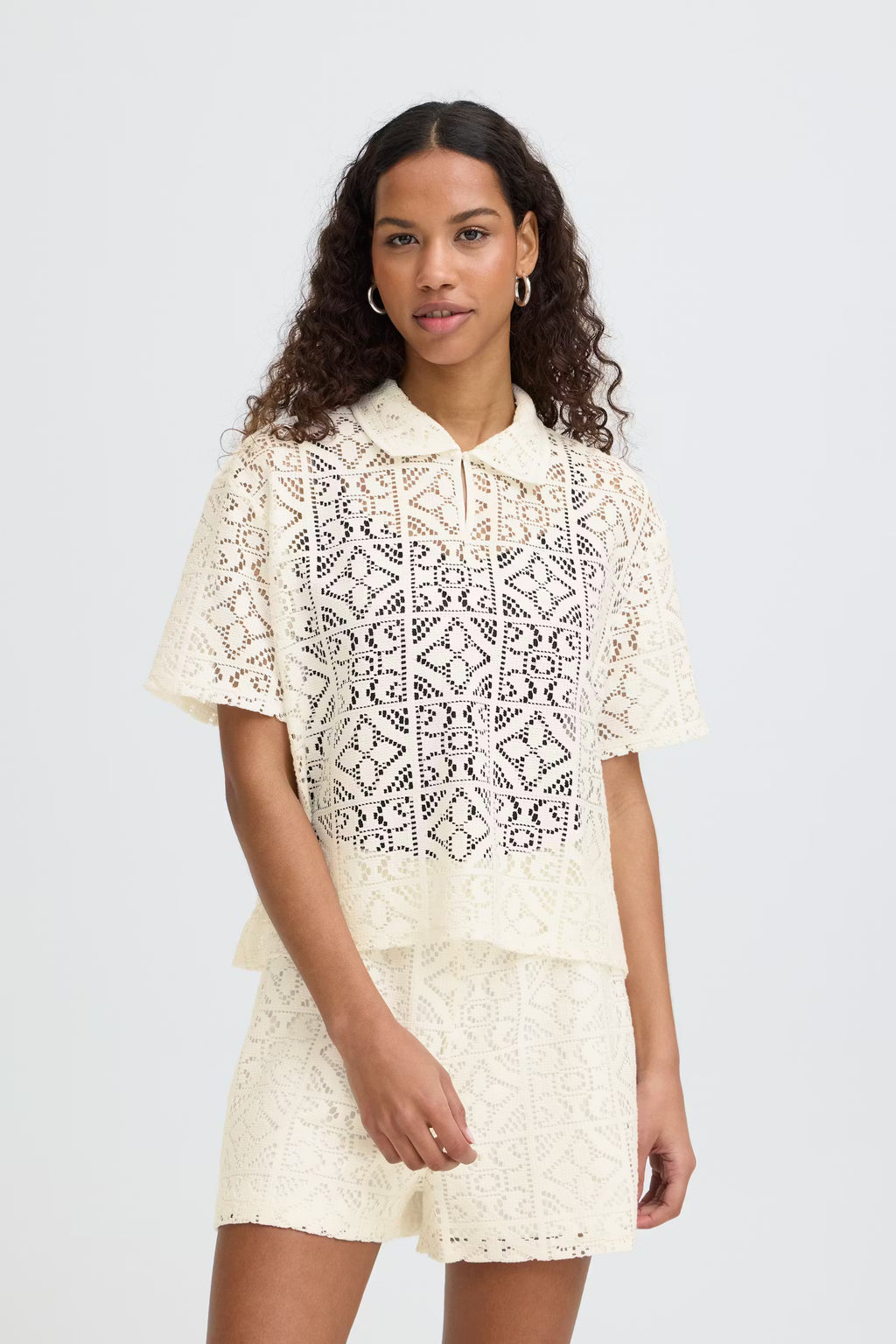 Ichi Naima White Ecru Top
