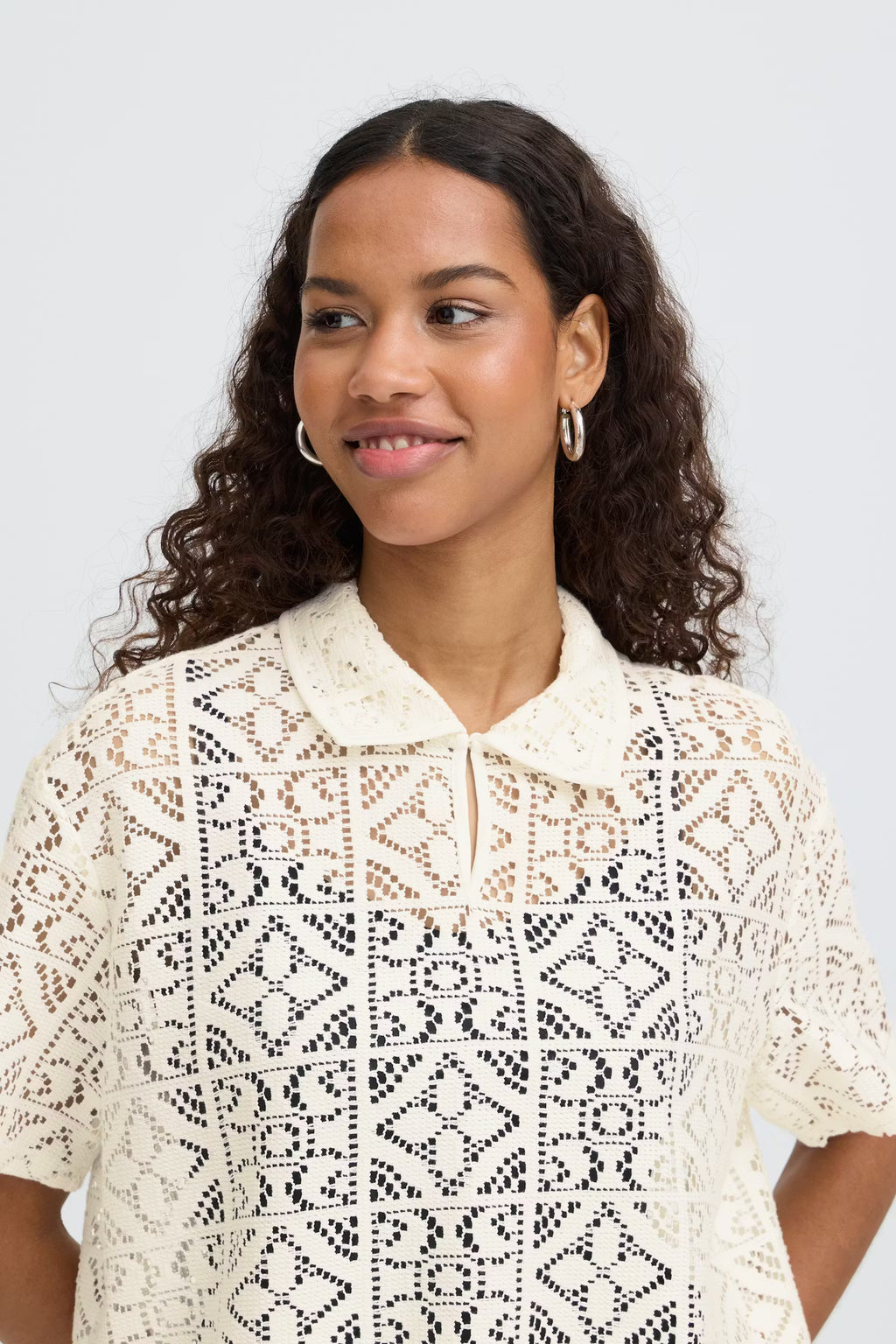 Ichi Naima White Ecru Top