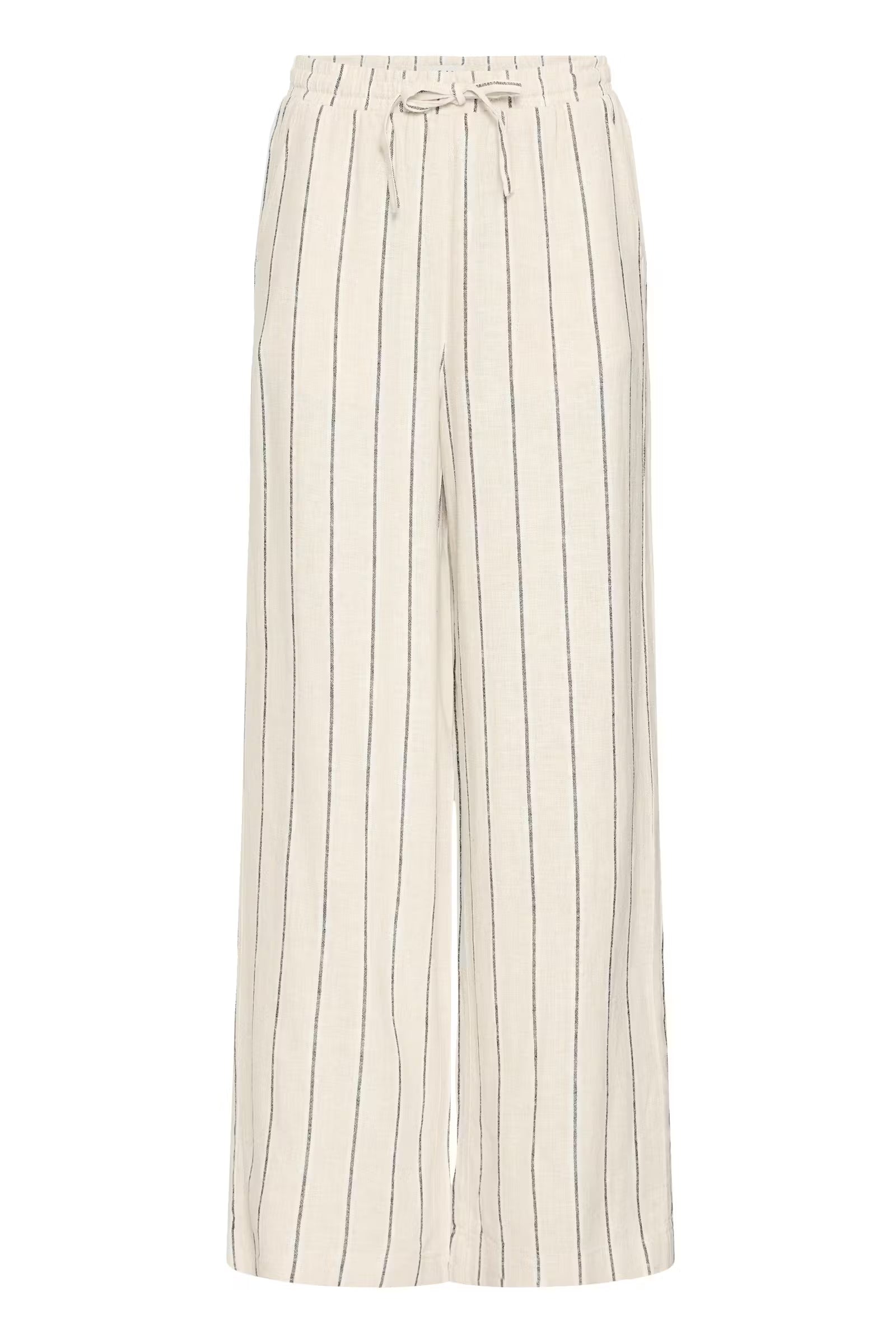 Ichi Striped Brown Linno Trousers