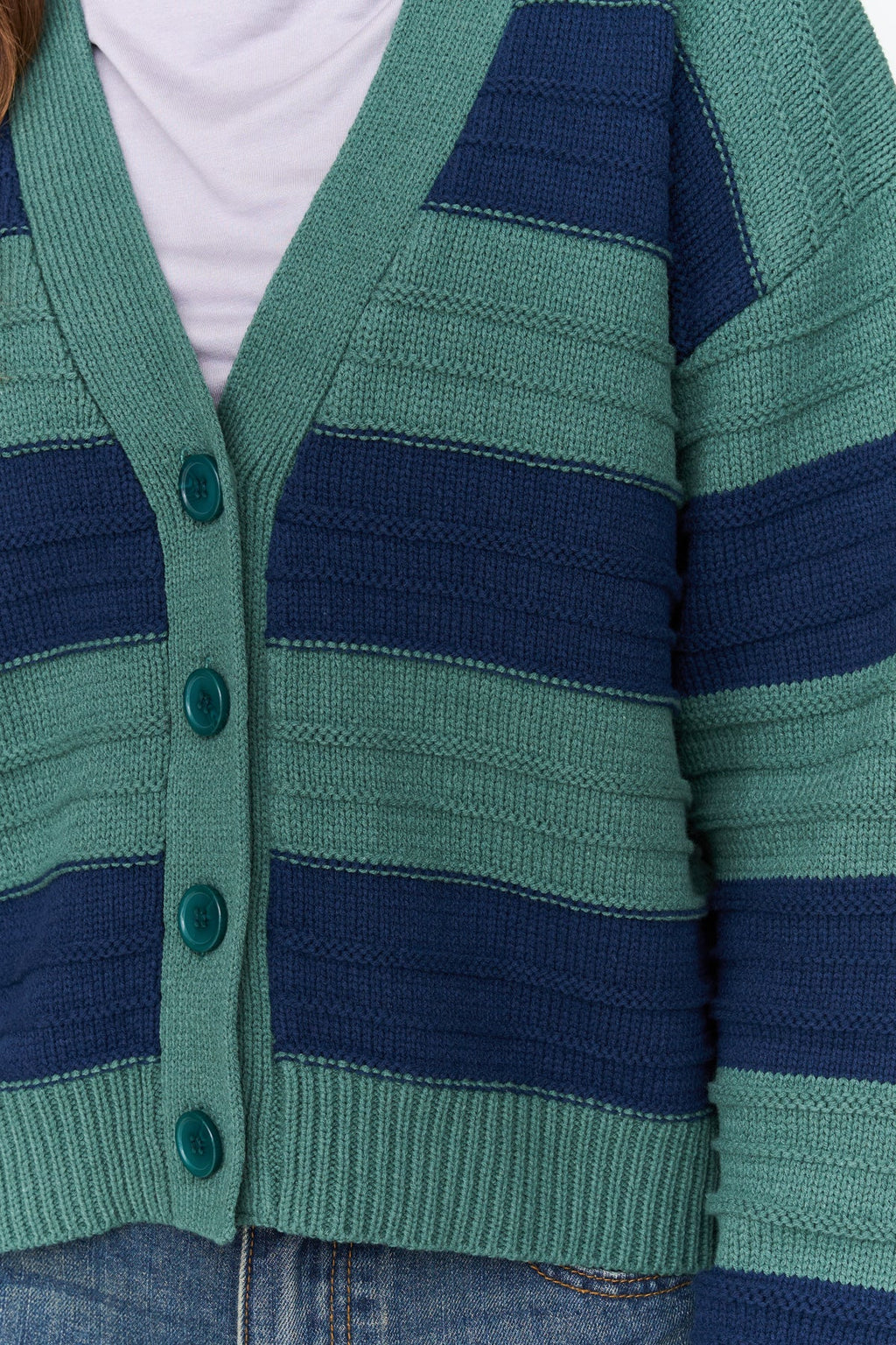 Marion Navy and Green 24 Colours Cardigan