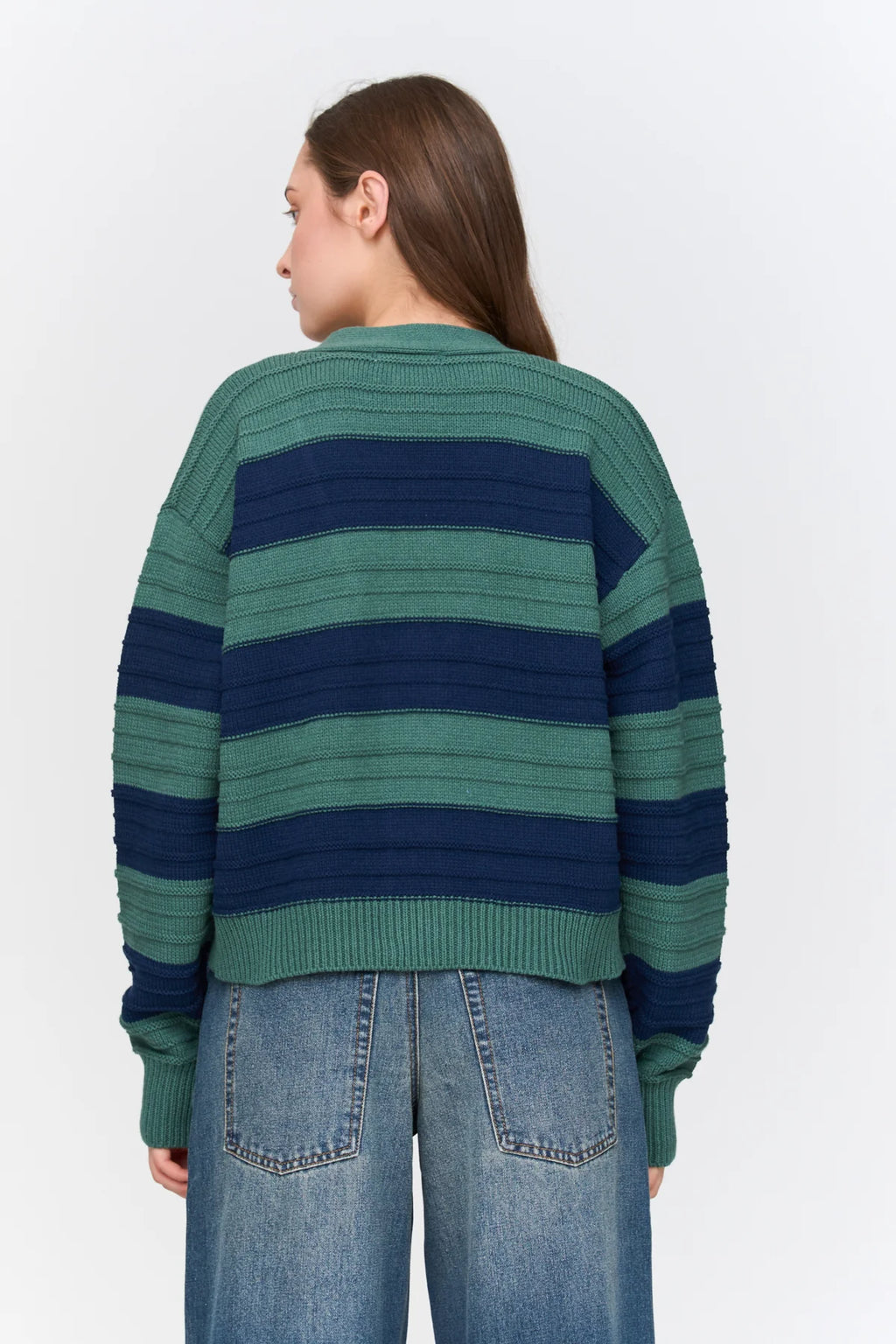 Marion Navy and Green 24 Colours Cardigan