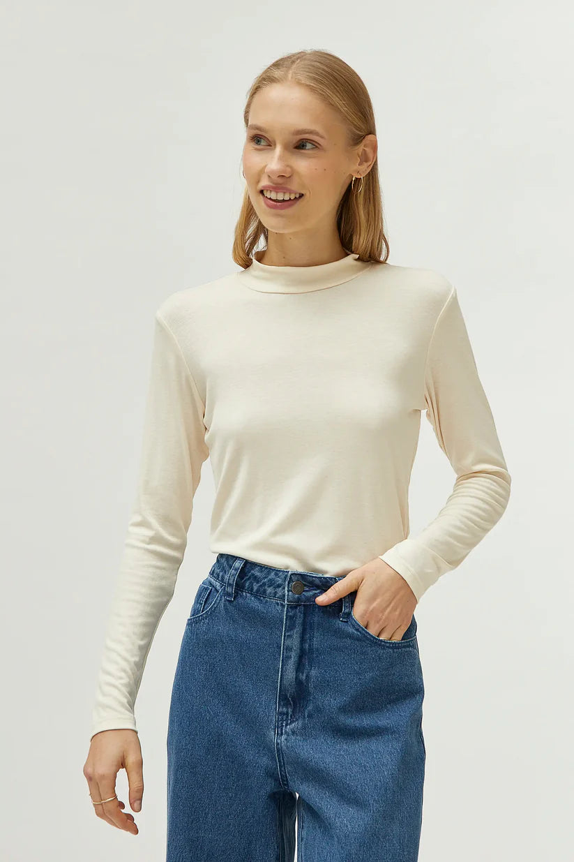Fantastica Company Cream Mock Neck Top