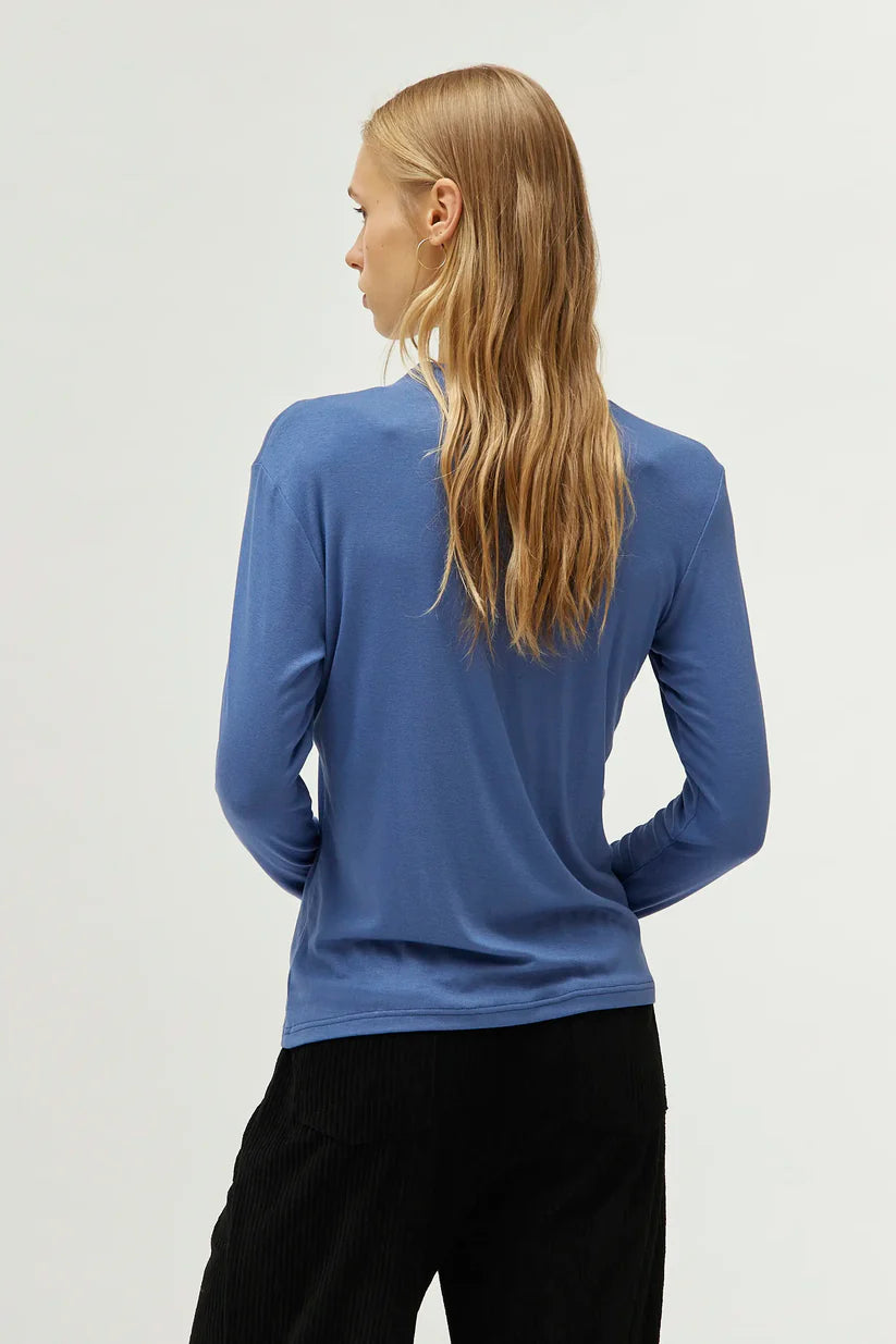 Compania Fantastica Blue Mock Neck Top