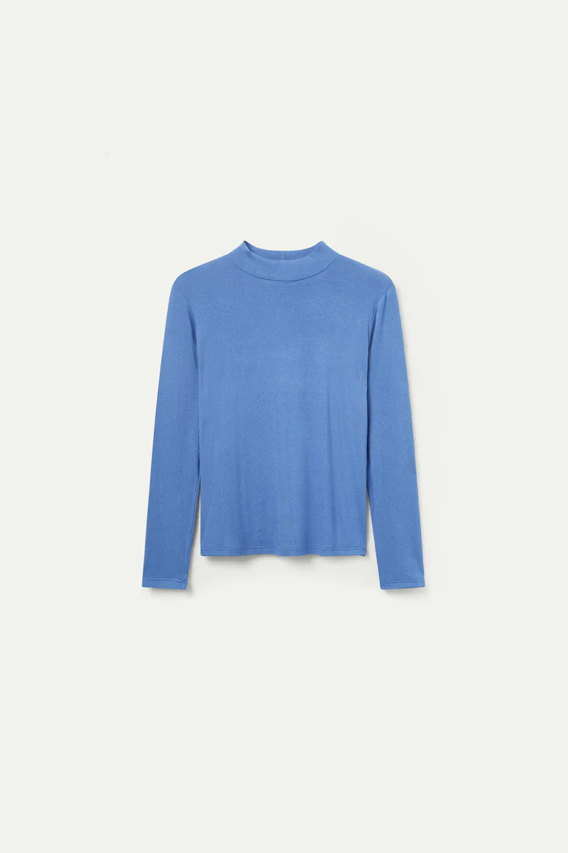 Compania Fantastica Blue Mock Neck Top