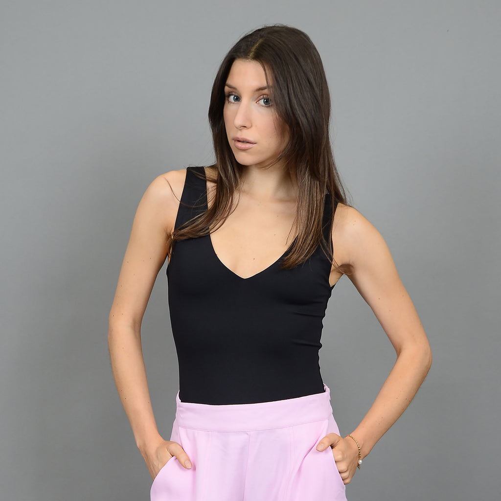 RD Style Black V-Neck Sleeveless Valentina Bodysuit