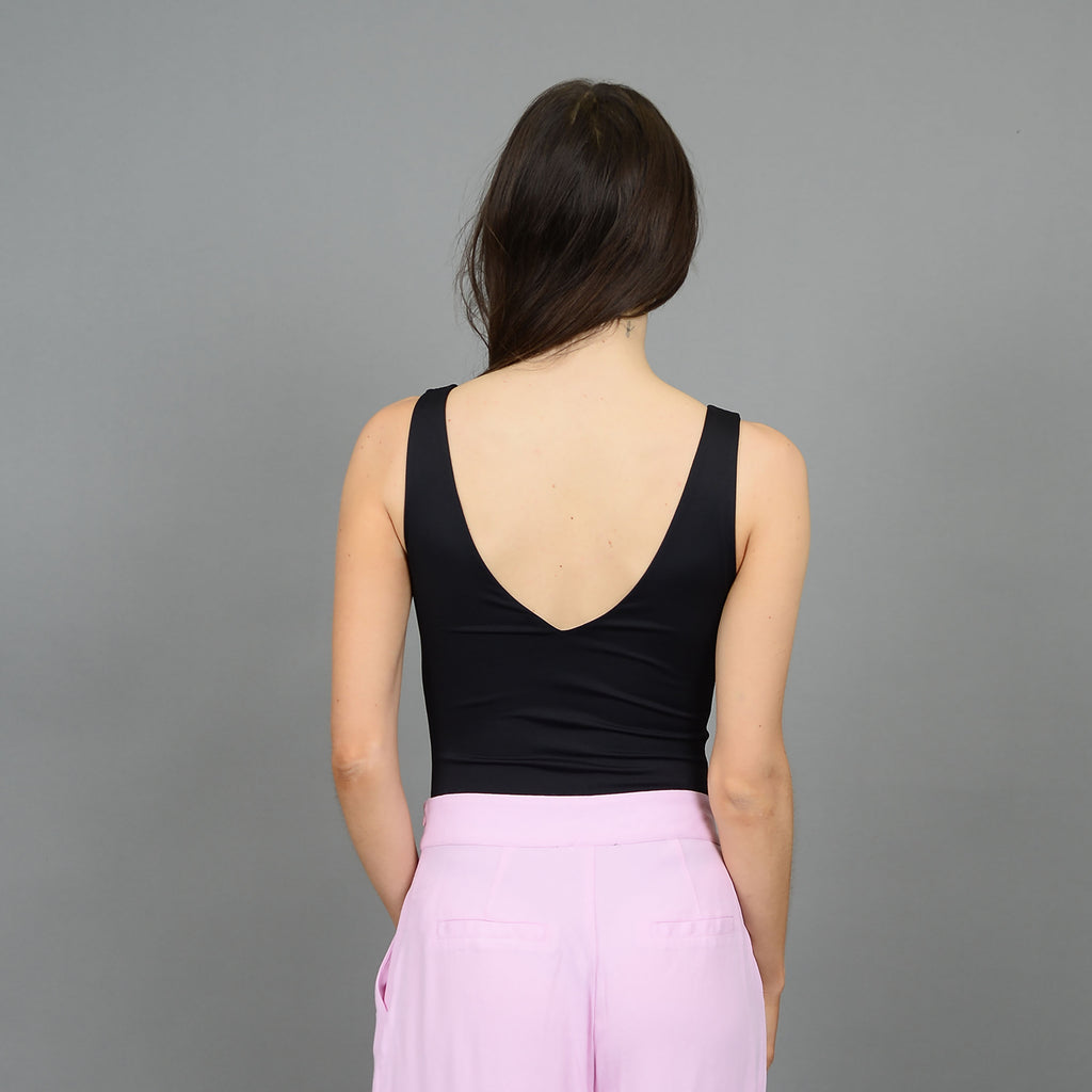 RD Style Black V-Neck Sleeveless Valentina Bodysuit
