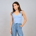 RD Style Pale Blue Valentina Sleeveless V-Neck Bodysuit