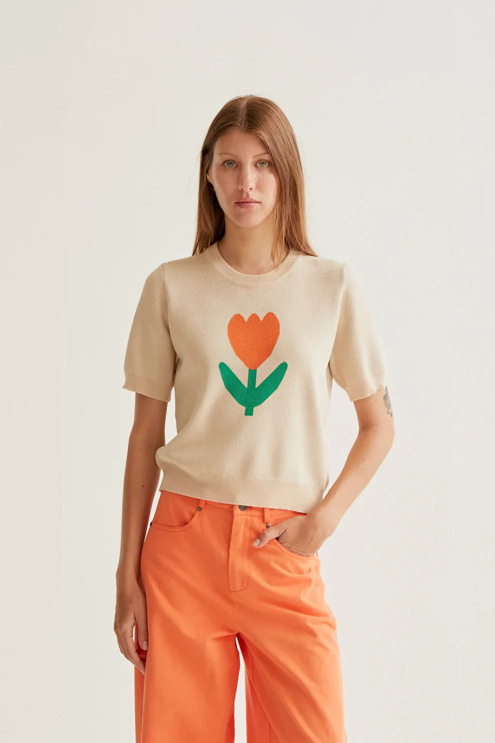 Pull Imprimé Tulipes Beige Compania Fantastica