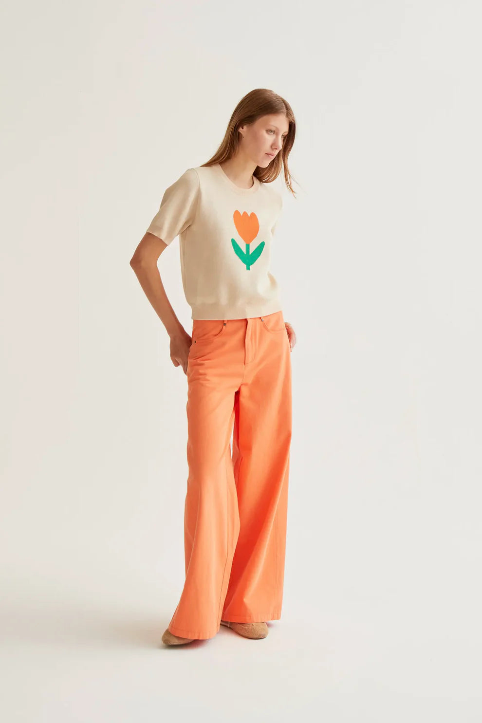 Pull Imprimé Tulipes Beige Compania Fantastica