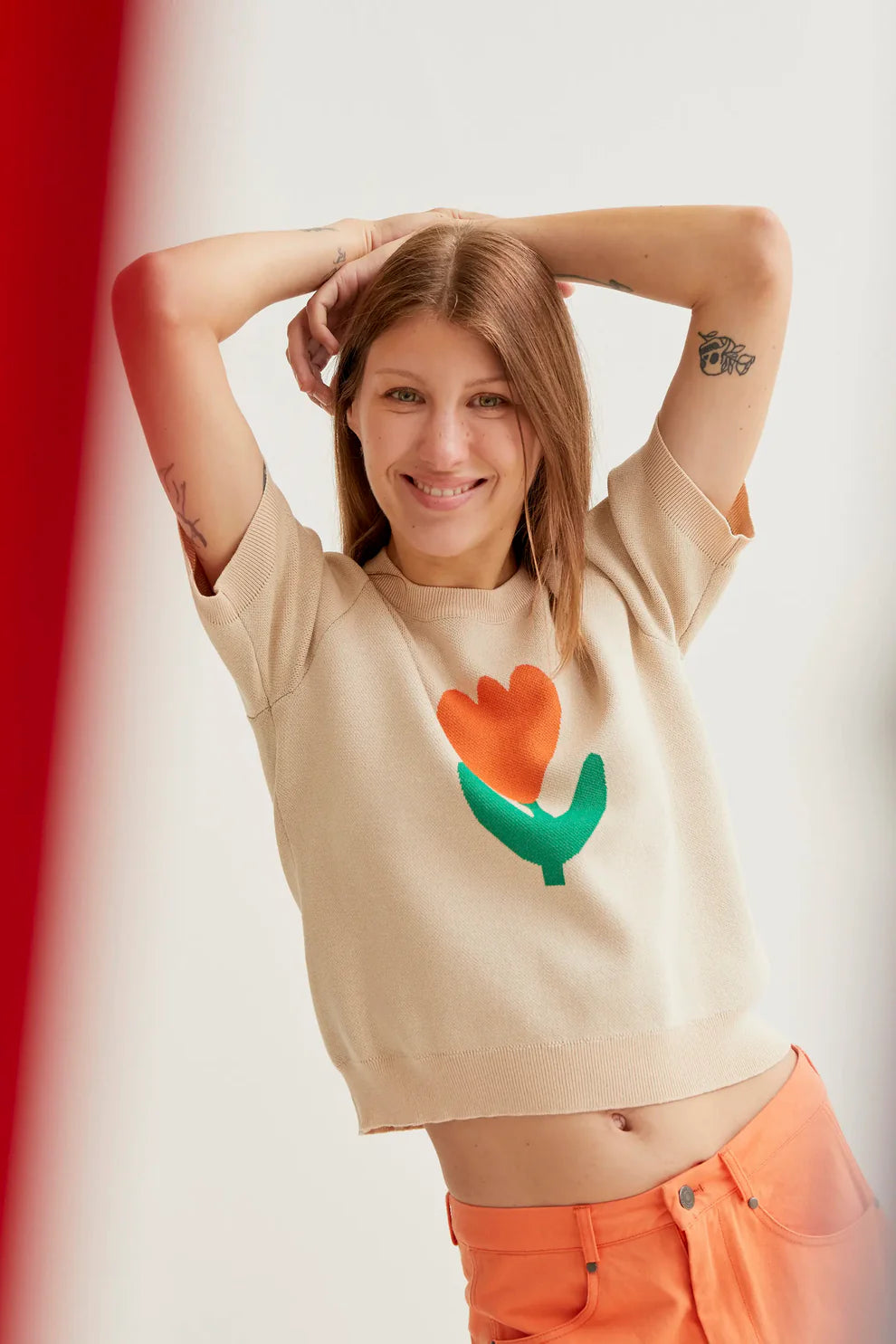 Pull Imprimé Tulipes Beige Compania Fantastica