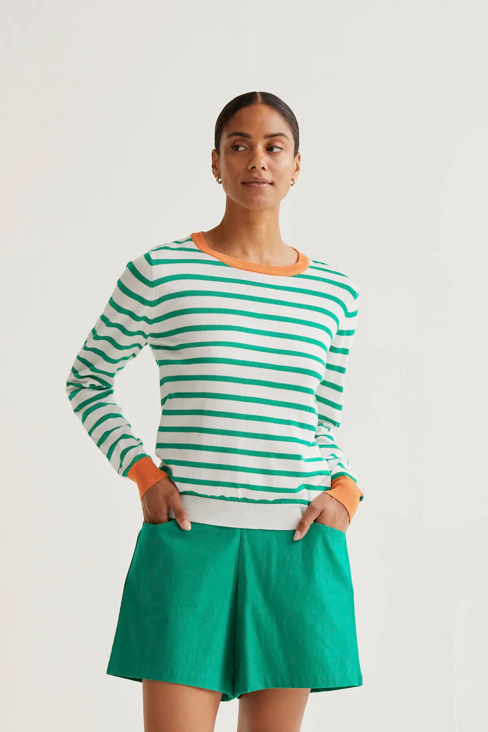 Striped White/Green Compania Fantastica Sweater