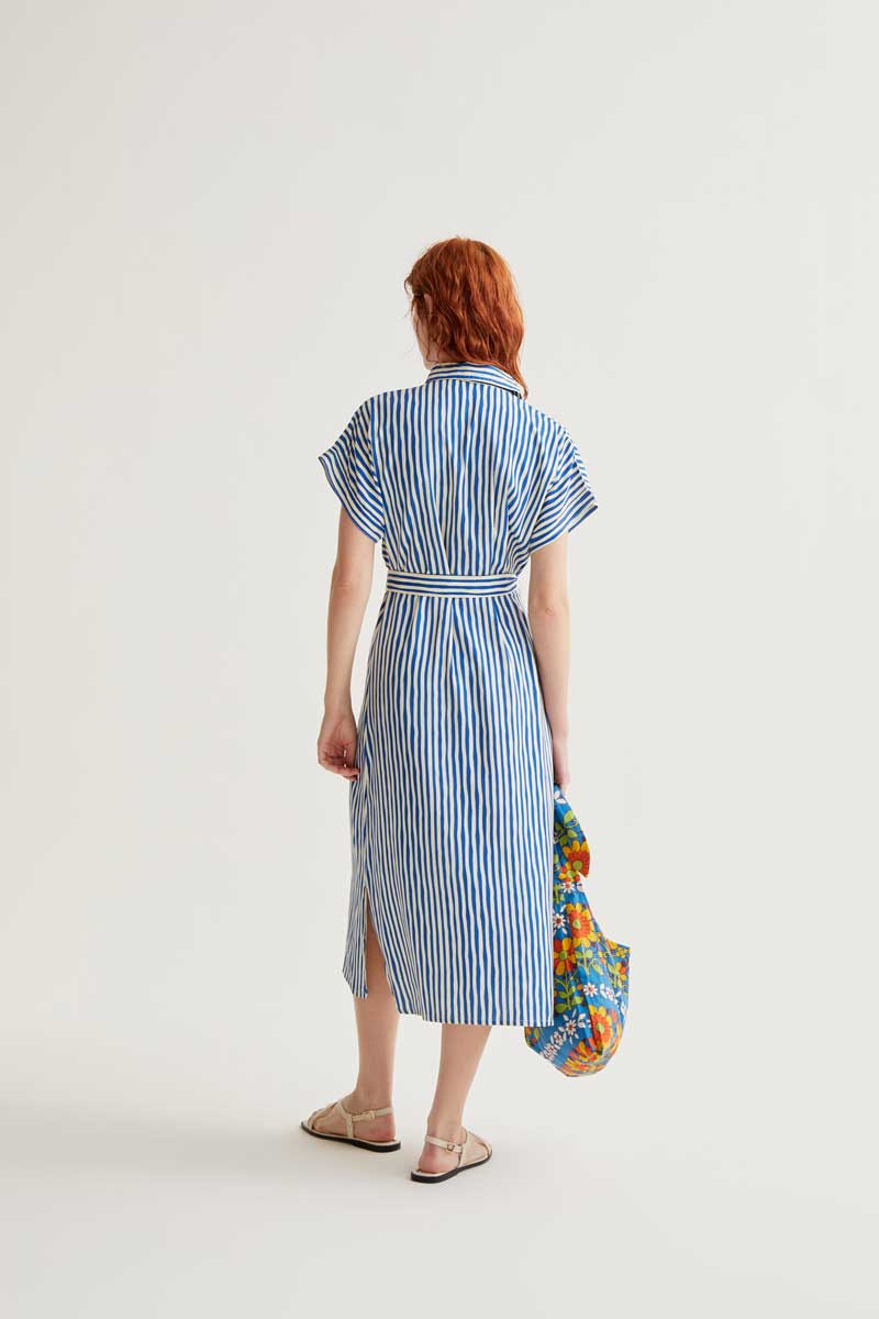 Blue & Ivory Striped Dress Compania Fantastica