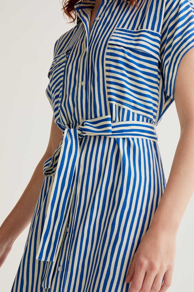 Robe A Rayas Bleu & Ivoire Compania Fantastica