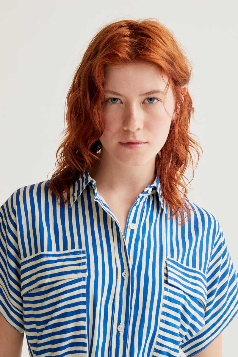 Blue & Ivory Striped Dress Compania Fantastica