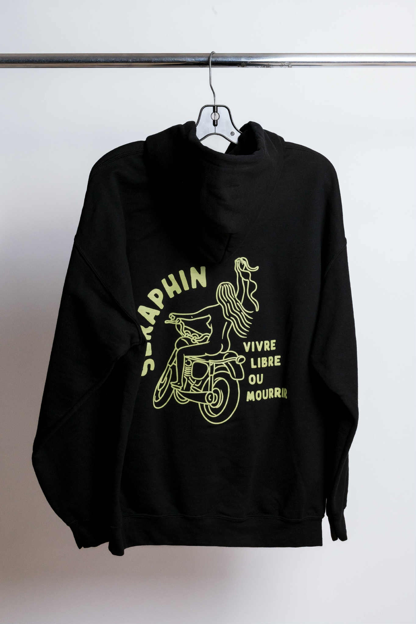 Chandail Faute d'Orthographe Hoodie Vivre Libre Noir Séraphin