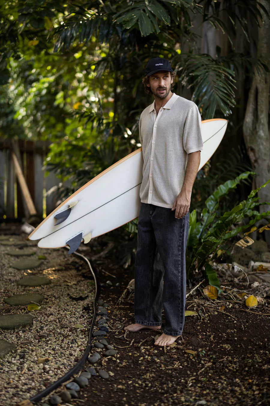 Polo Hi Lo Knit Beige/Vert Rhythm