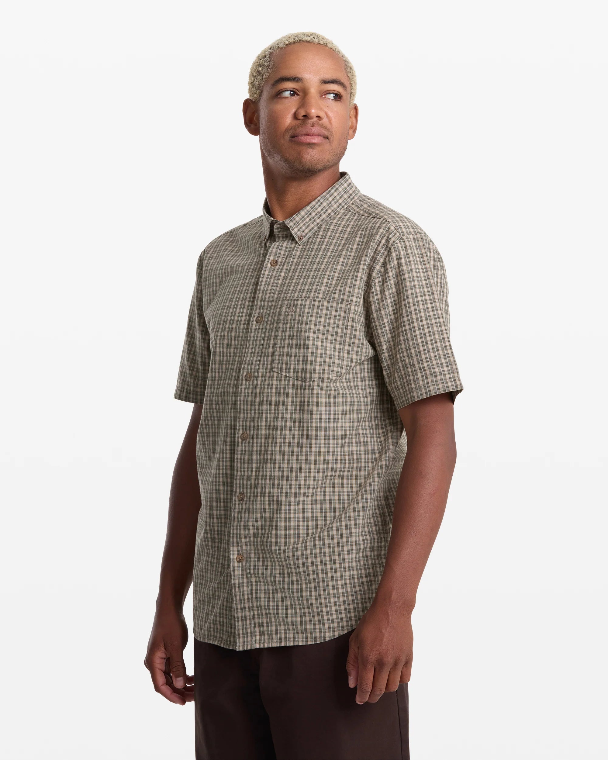 Chemise Brewster SS Beige/Vert Volcom