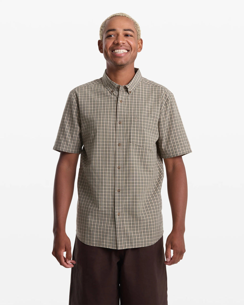 Chemise Brewster SS Beige/Vert Volcom
