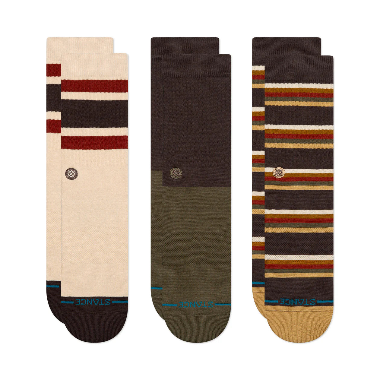 Socks 3 Pack Mill House Dark Brown Stance