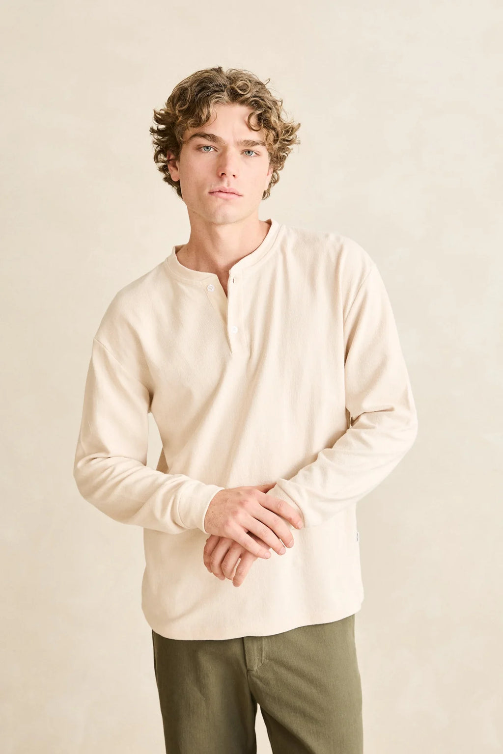 Chandail Vintage Jersey Henley Crème Rhythm